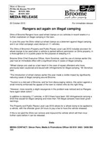 Microsoft Word - MEDIA RELEASE - Rangers act again on illegal camping