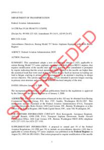 Aviation law / Code of Federal Regulations / Federal Aviation Regulations / Airworthiness Directive / Airworthiness / Renton /  Washington / Boeing / Type certificate / Aviation / Transport / Federal Aviation Administration