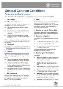 General Contract Conditions For general goods and services Note: These General Contract Conditions are designed to be used in connection with the Contract Details[removed]