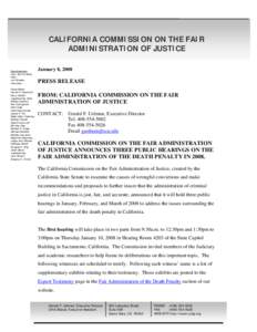 CALIFORNIA COMMISSION ON THE FAIR ADMINISTRATION OF JUSTICE Commissioners John Van De Kamp, Chair