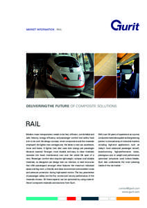 MARKET INFORMATION : RAIL  DELIVERING THE FUTURE OF COMPOSITE SOLUTIONS RAIL Modern mass transportation needs to be fast, efficient, comfortable and