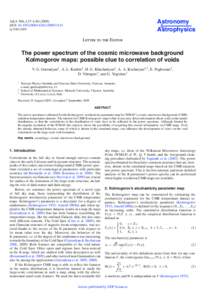 The power spectrum of the cosmic microwave background Kolmogorov maps: possible clue to correlation of voids