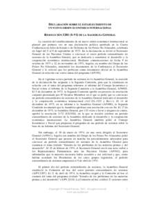 Declaration on the Establishment of a New International Economic Order (General Assembly resolution[removed]S-VI) - Procedural History - Spanish