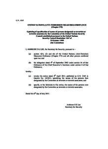 G.N[removed]UNITED NATIONS (ANTI-TERRORISM MEASURES) ORDINANCE (Chapter 575) Updating of specification of names of persons designated as terrorists or terrorist associates by the Committee of the United Nations Security