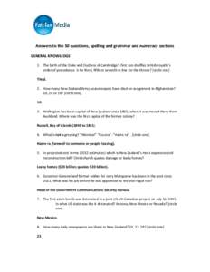 2013 Fairfax Media internship test questions and answers