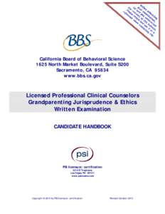 BBS LPCC Grandparenting Law and Ethics Examination Candidate Handbook