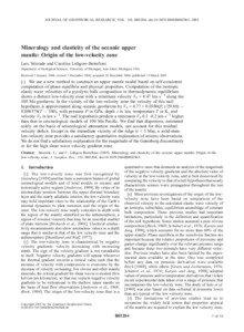 JOURNAL OF GEOPHYSICAL RESEARCH, VOL. 110, B03204, doi:[removed]2004JB002965, 2005  Mineralogy and elasticity of the oceanic upper