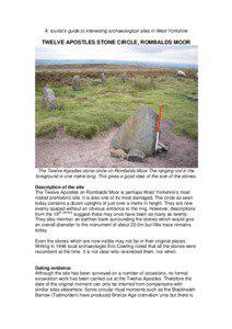 A tourist’s guide to interesting archaeological sites in West Yorkshire  TWELVE APOSTLES STONE CIRCLE, ROMBALDS MOOR