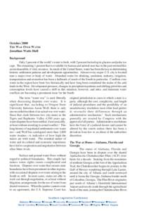 REGIONAL RESOURCE The Council of State Governmentsn3355 Lenox Road, N.E., Suite 1050nAtlanta, Georgia 30326n404[removed]October 2000 THE WAR OVER WATER Jonathan Watts Hull