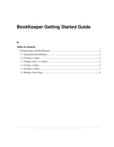 BookKeeper Getting Started Guide