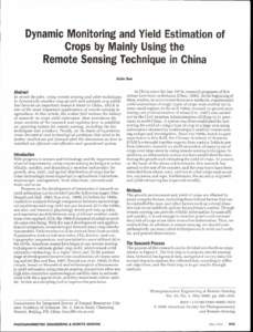 Dynamic Monitoring and Yield Estimation of Crops by Mainly Using the Remote Sensing Technique in China