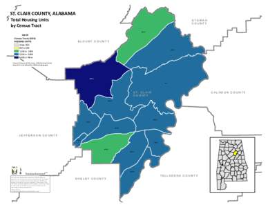 ST. CLAIR COUNTY, ALABAMA Total Housing Units by Census Tract E E TT O