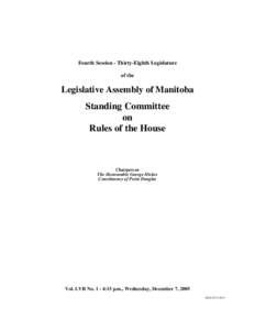 Fourth Session - Thirty-Eighth Legislature of the Legislative Assembly of Manitoba  Standing Committee