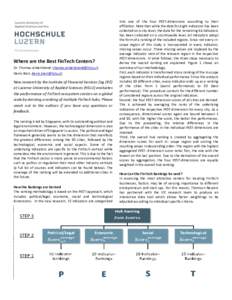 Where are the Best FinTech Centers? Dr. Thomas Ankenbrand,  Denis Bieri,  New research by the Institute of Financial Services Zug (IFZ) at Lucerne University of Applied Science