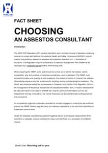 Fact Sheet - Choosing an Asbestos Consultant