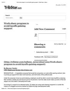 Print - Work-share program to avoid layoffs gaining support » State News » News From Terre Haute, Indiana
