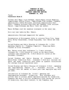 TOWNSHIP OF WALL EXECUTIVE PORTION OF TOWNSHIP COMMITTEE MEETING FEBRUARY 26, [removed]p.m. Conference Room A