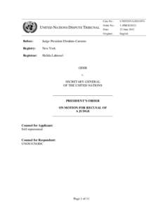United Nations Dispute Tribunal / Lawsuit / Civil recognition of Jewish divorce / Law / Legal procedure / Judicial disqualification
