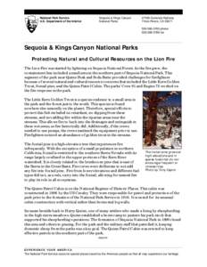 National Park Service U.S. Department of the Interior Sequoia & Kings Canyon National Parks