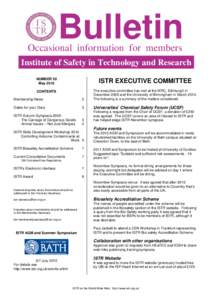 Bulletin  Occasional information for members Institute of Safety in Technology and Research NUMBER 50