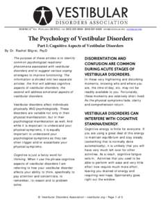 TH[removed]NE 15 AVE · PORTLAND, OR 97211 · FAX: ([removed] · ([removed] · [removed] · VESTIBULAR.ORG The Psychology of Vestibular Disorders Part I: Cognitive Aspects of Vestibular Disorders