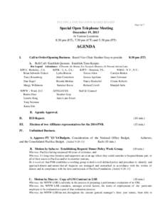 PACIFICA FOUNDATION RADIO BOARD Page 1of 7 Special Open Telephone Meeting December 19, 2013 At Various Locations