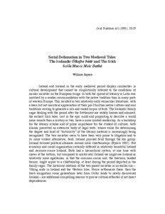 Oral Tradition, ): Serial Defamation in Two Medieval Tales: The Icelandic Ölkofra Þáttr and The Irish Scéla Mucce Meic Dathó William Sayers