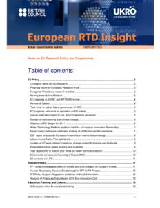 British Council online bulletin  FEBRUARY 2011 News on EU Research Policy and Programmes