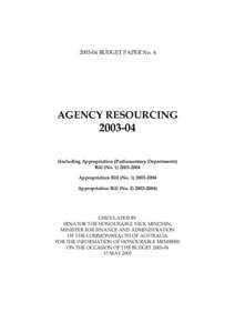 [removed]BUDGET PAPER No. 4  AGENCY RESOURCING[removed]