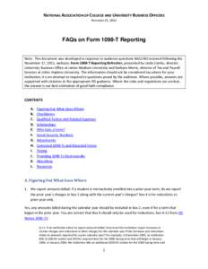 NATIONAL ASSOCIATION OF COLLEGE AND UNIVERSITY BUSINESS OFFICERS  DECEMBER 21, 2011     FAQs on Form 1098-T Reporting