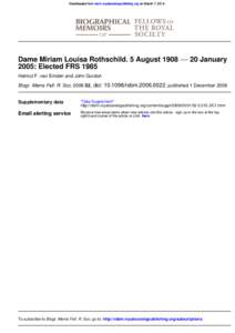 Downloaded from rsbm.royalsocietypublishing.org on March 7, 2014  Dame Miriam Louisa Rothschild. 5 August 1908 −− 20 January