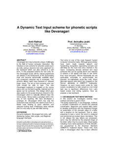 A Dynamic Text Input scheme for phonetic scripts like Devanagari Amit Rathod