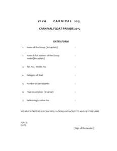 VIVA  C A R N I V A L 2015 CARNIVAL FLOAT PARADE 2015