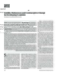 ARTICLES Fertility Preferences and Contraceptive Change In Developing Countries By Bamikale Feyisetan and John B. Casterline  Context: The causes of the substantial increase in contraceptive prevalence in developing coun