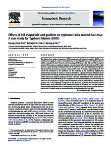 Effects of SST magnitude and gradient on typhoon tracks around East Asia: Acase study for Typhoon Maemi (2003)