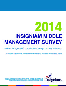 2014  INSIGNIAM MIDDLE MANAGEMENT SURVEY Middle management’s critical role in saving company innovation by Shideh Sedgh Bina, Nathan Owen Rosenberg, and Nate Rosenberg, Junior