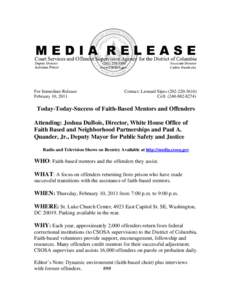 Media Release: Faith-Based City Wide Assembly on Feb. 10