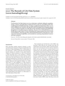 Molecular Ecology Notes[removed]doi: [removed]j[removed]01678.x BARCODING