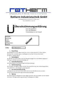 Rotherm Industrietechnik GmbH Verwaltung/Lieferadresse Lise-Meitner-StrVreden TelefonTelefax -99 Übereinstimmungserklärung Gem. Bauregelliste A