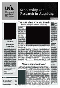 Scholarship and Research in Augsburg EDITION 02 WINTER[removed]The Birth of the NSA and Friends