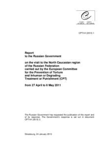 CPT/Inf[removed]Report to the Russian Government on the visit to the North Caucasian region of the Russian Federation