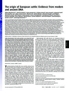 The origin of European cattle: Evidence from modern and ancient DNA Albano Beja-Pereiraa,b,c, David Caramellic,d, Carles Lalueza-Foxe, Cristiano Vernesif, Nuno Ferranda,g, Antonella Casolih,