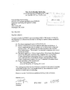 Food and Drug Administration Division of Compliance and Enforcement/ONPLDS Center for Food Safety and Applied Nutrition HFS[removed]C Street, SW Washington, DC 20204