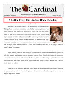 The Cardinal A PUBLICATION OF LA SALLE ACADEMY, NYC Volume 2013, Number 3 January 31, 2013