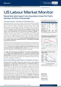 US Labour Market Monitor: November jobs report not a key determinant for Fed’s decision to hike in December