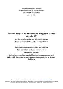 European Community Directive on the Conservation of Natural Habitats and of Wild Fauna and FloraEEC)  Second Report by the United Kingdom under