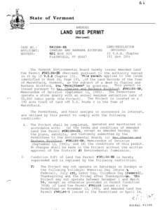 .  State of Vermont AMENDED  LAND USE PERMIT