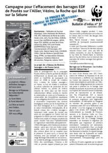 Campagne pour l’effacement des barrages EDF de Poutès sur l’Allier, Vézins, la Roche qui Boit sur la Sélune jet de ges » Le proières Sauva