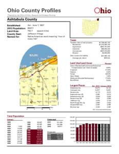 Ohio County Profiles Prepared by the Office of Policy, Research and Strategic Planning Ashtabula County Established: 2013 Population: