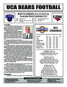 #6/#7 UCA Bears (0-0, 0-0 SLC) vs. Incarnate Word Cardinals (0-0)